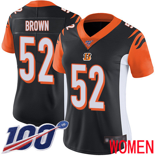 Cincinnati Bengals Limited Black Women Preston Brown Home Jersey NFL Footballl 52 100th Season Vapor Untouchable